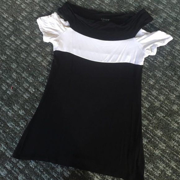 White and black cut out shirt
