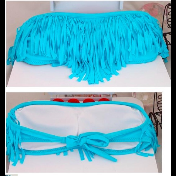 Blue Sexy Strapless Push-up Fringe Bikini in S,M,L - Picture 3 of 4