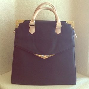 Blush & Black structured faux leather handbag