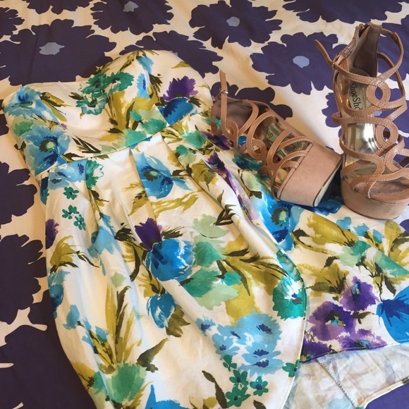 Strapless Floral Tulip Dress