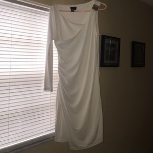 One side sleeveless white  dress