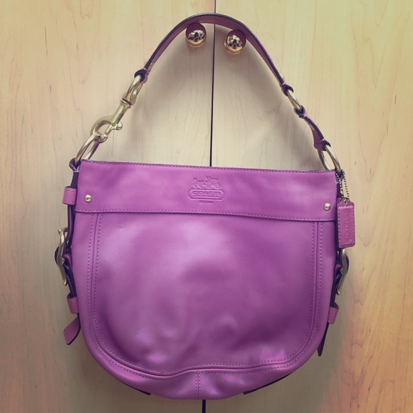 Coach women authentic leather handbag purple