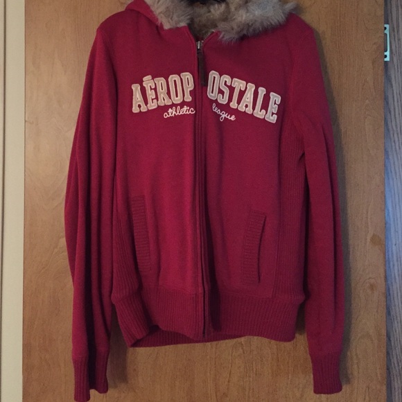 Red Aeropostale fur lined zip up