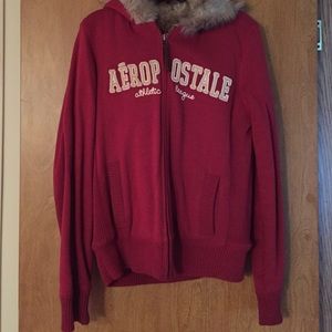 Red Aeropostale fur lined zip up