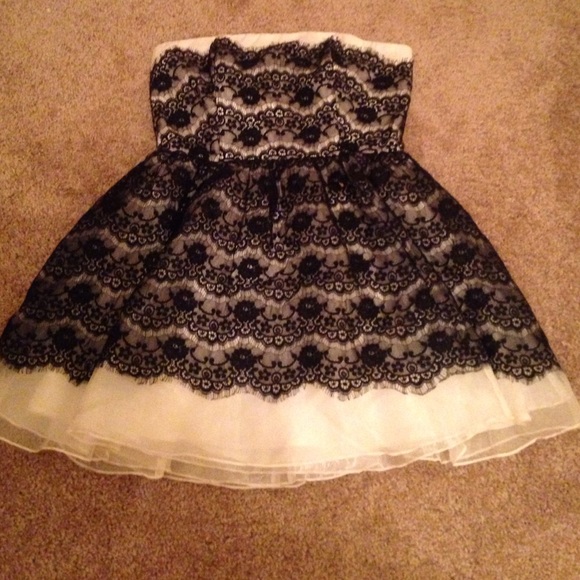 Black and white fit and flare dress