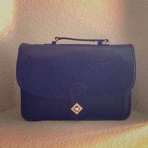 Black faux leather briefcase cross body
