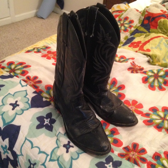 Vintage black leather boots