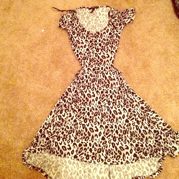 A line high low leopard dress with cut outs