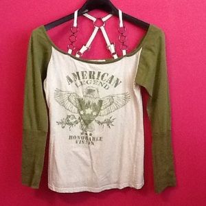 Derek Heart green and white long sleeve shirt