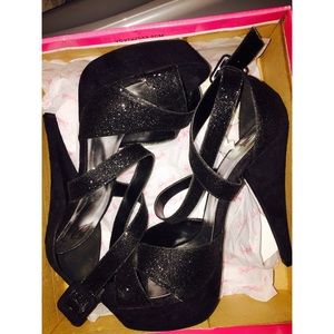 Black Strappy Platform Heels