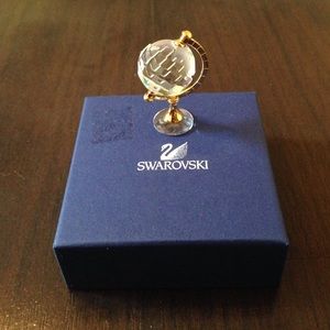Swarovski crystal gold globe world figure statue