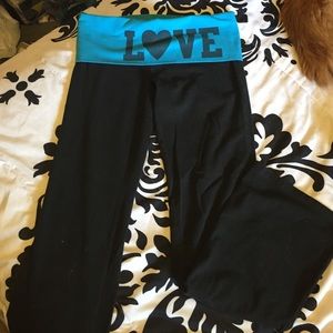 PINK bootleg cut blue leggings