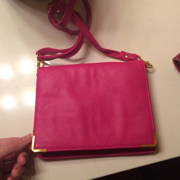 Hot pink cross body clutch