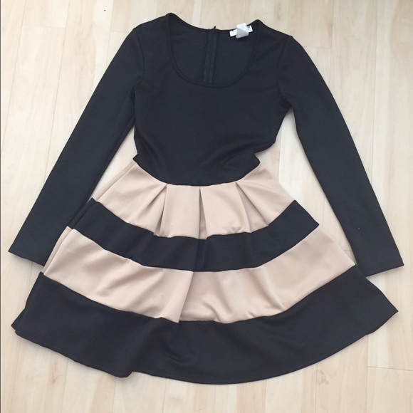 Agaci black and pale pink striped dress