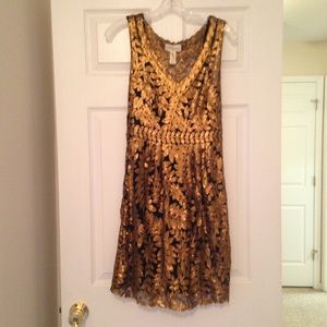 Gold leaf cocktail dress