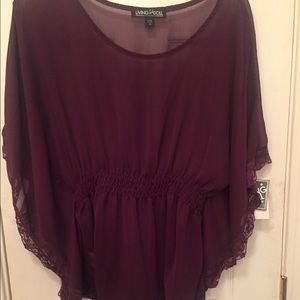 NWT Living Doll plum peasant blouse