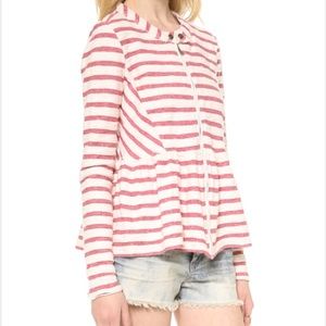 Pink and White Striped Free People Jacket