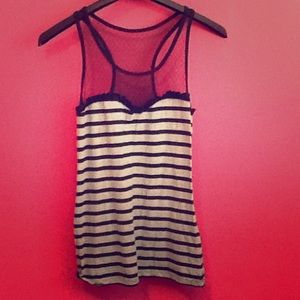 Charlotte Russe grey and black striped tank