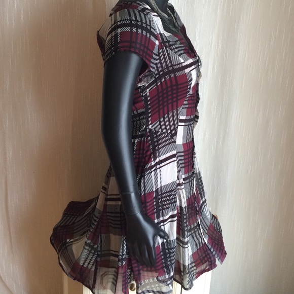 band of gypsies: Burgundy Plaid Dress - Picture 3 of 4