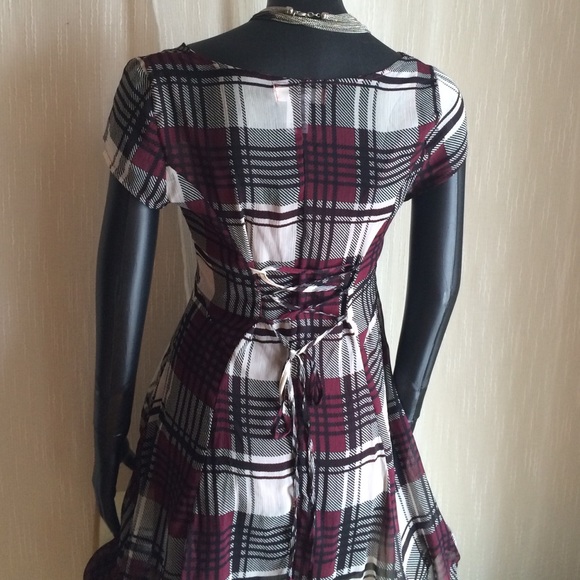 band of gypsies: Burgundy Plaid Dress - Picture 4 of 4