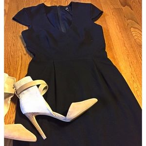 Black Shift Dress with Cap Sleeves