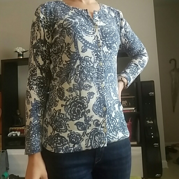 Merona Blue & Cream Patterned Sweater