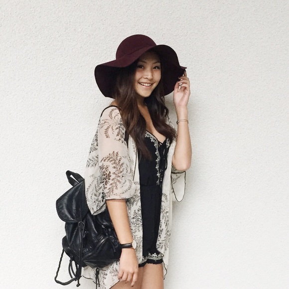 Floppy maroon felt hat