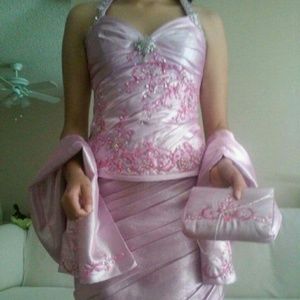 Princess silver lilac prom dress