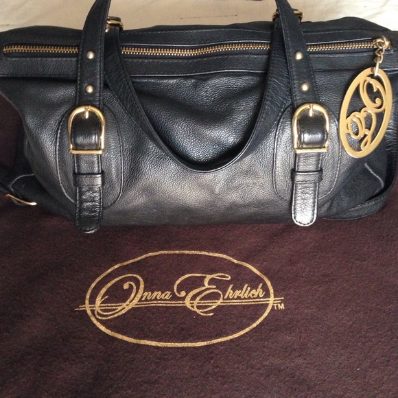 Authentic Black Genuine Leather Onna Ehrlich Bag