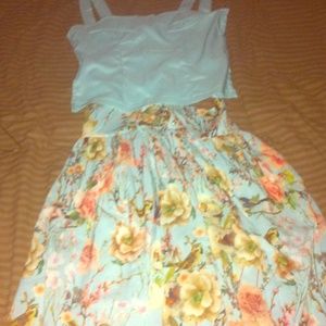 Old school half shirt and floral skirt