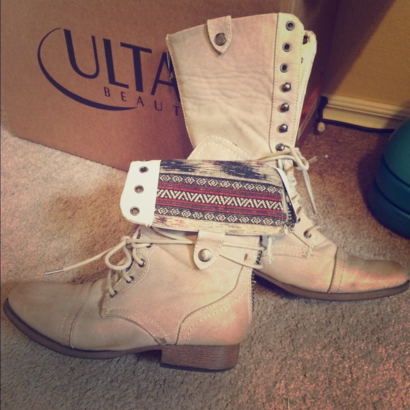 Light tan combat boots