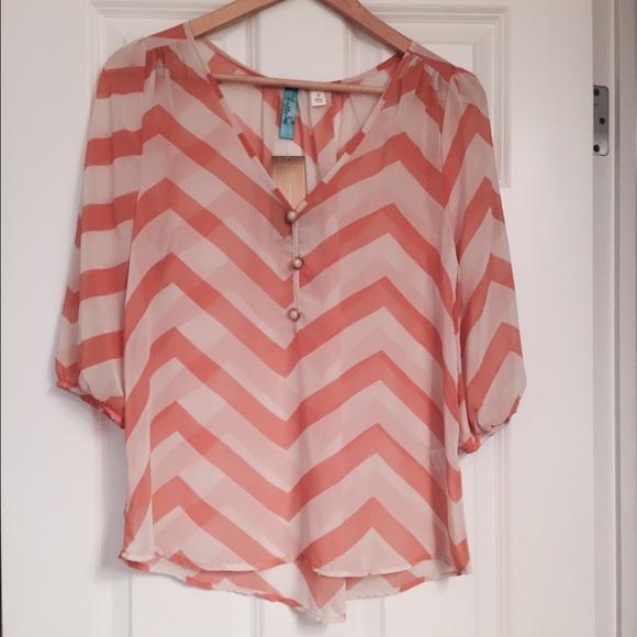 Peachy Orange Chevron top from Francesca's