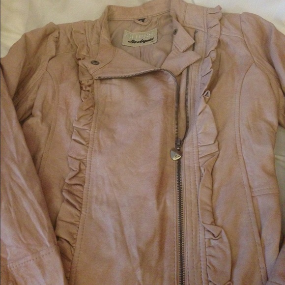 GUESS Fitted Girly Edgy Pink Leather Jacket XS