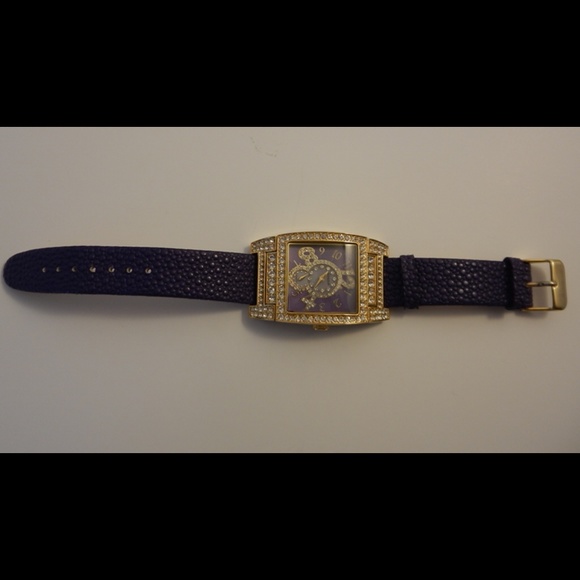 GOSSIP  LEATHER STRAP RHINESTONE ENTRUSTED WATCH - Picture 2 of 3