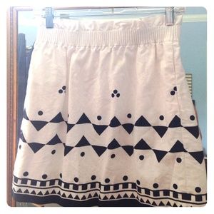 J Crew White & Navy Paperbag Skirt