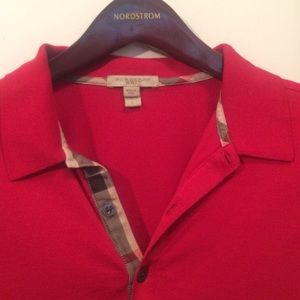 MENS BURBERRY BRIT SLIM RED POLO