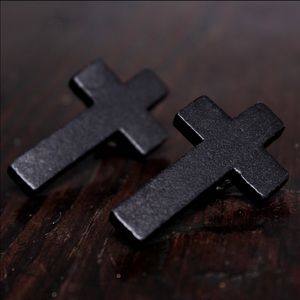 Wooden Cross Collar Pins