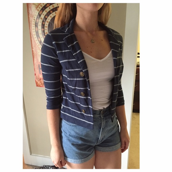 Billabong navy & white striped Blazer - Picture 4 of 4