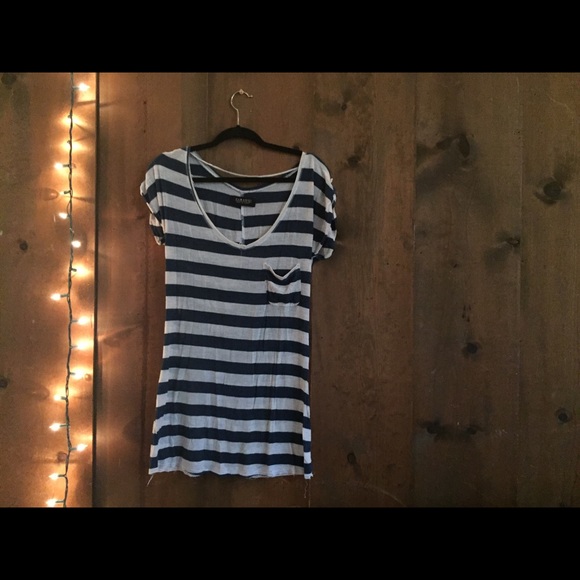 ZARA Striped Blue and White T shirt Dress - Picture 2 of 4