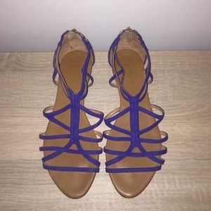 Schutz Royal Blue & Leopard Flat Sandal