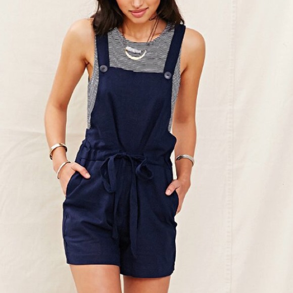 Urban Outfitter Mixed Business Linen Romper - Picture 2 of 4