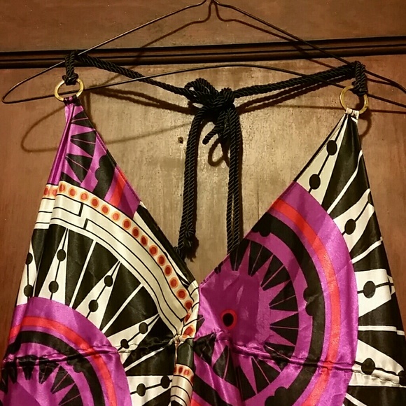 Geoprint Hankercheif Hem Halter Top - Picture 2 of 3