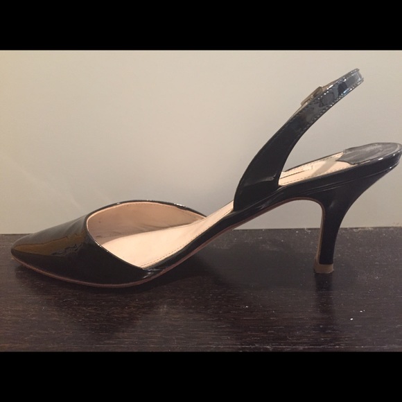 Boden | Shoes | Black Patent Leather Kitten Heel Sling Backs | Poshmark