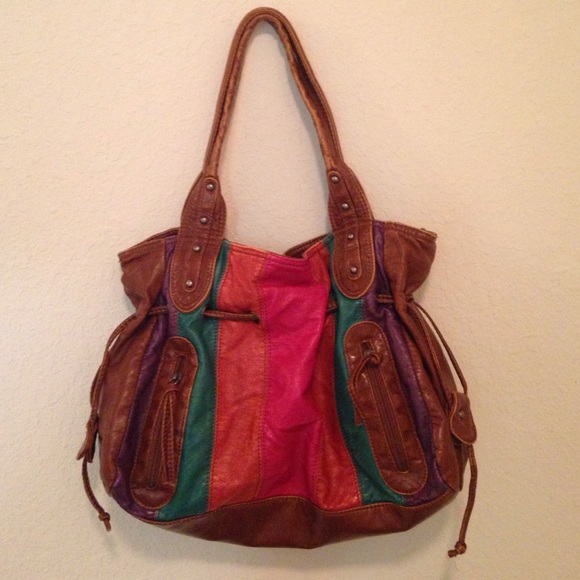 Burno Bohemian Style Brown Leather Handbag Purse