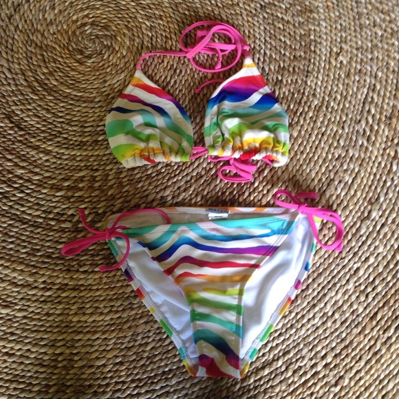 Rainbow zebra bikini from zumiez