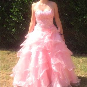 Christian Michele Strapless Pink Prom Dress