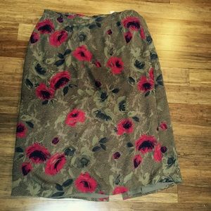 Brown and Red Floral Skirt