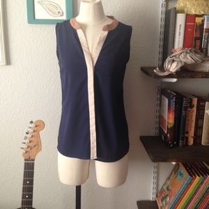 Navy sleeveless blouse