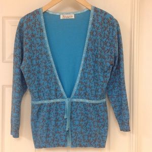 Deep-V Cardigan with Lace Trim