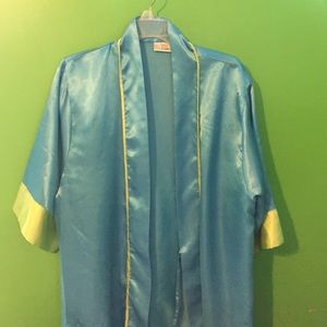 Blue and green silk robe